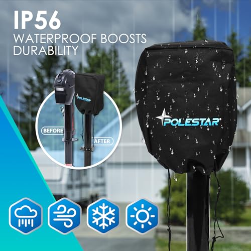 POLESTAR Electric Trailer Jack, 3500lbs Electric Power A- Frame Tongue Jack with Waterproof Protective Cover & LED Light for Travel Trailer Camper, RV, 12V DC with Hard Wiring, 9"-27" Lift - size: 3,500 lbs.