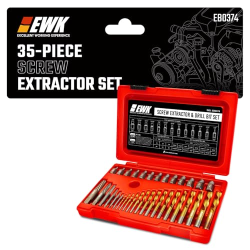 EWK 35-Piece Screw Extractor Set with Left-Hand Drill Bits, Spiral Screw Extractors, and Multi-Spline Removers for Stripped Screws, Broken Bolts, Rusted Fasteners, and Damaged Hex Heads - style: 35 Pcs Screw Extractor & Drill Bit