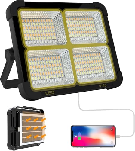 Portable LED Work Solar Light 100W 16500mAh 10000 LM with Stepless Brightness Job Site Battery Rechargeable LED Floor Light for Emergency Worklight for Hurricane (Black) - color: Black