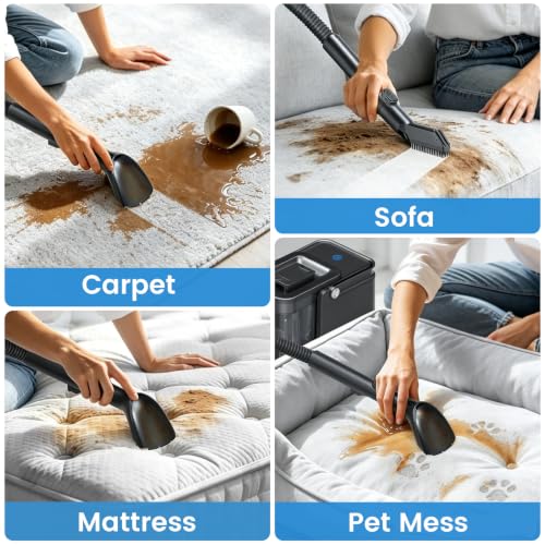 Portable Carpet Spot Cleaner Machine, Handheld Upholstery Cleaner with Pet Hair Brush & Cleaning Solution, for Pet Stains Couch Furniture Household Fabric Cleaning - color: Black-1