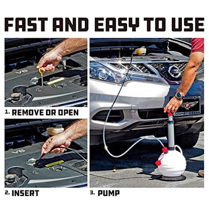 Powerbuilt Oil and Fluid Extractor 6.3 Quart (6 Liter), Manual Liquid Pump Extract and Transfer, Automotive, Engine, Transmission, Radiator, 647570