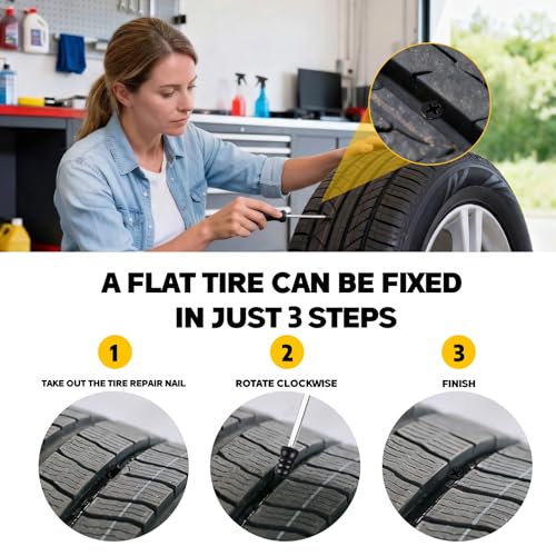 CHRORINE 30 Pcs Tire Repair Rubber Nail 2 Sizes Vacuum Tire Repair Kits Screw in Tire Plugs Suitable for Repairing Tires of Cars Motorcycles Trucks and Tractors