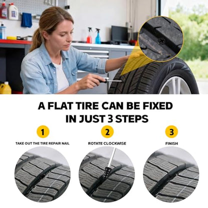 CHRORINE 30 Pcs Tire Repair Rubber Nail 2 Sizes Vacuum Tire Repair Kits Screw in Tire Plugs Suitable for Repairing Tires of Cars Motorcycles Trucks and Tractors