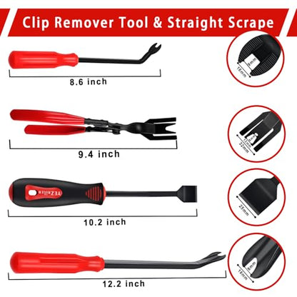 YEZriler 17 Pcs Mechanic Hook Pick Tool Set and Auto Trim Removal Tool Kit with Auto Clip Plier Rivets Puller Telescoping Magnetic Pickup Gasket Scraper for Remove Automotive Hand Pick Up Tools