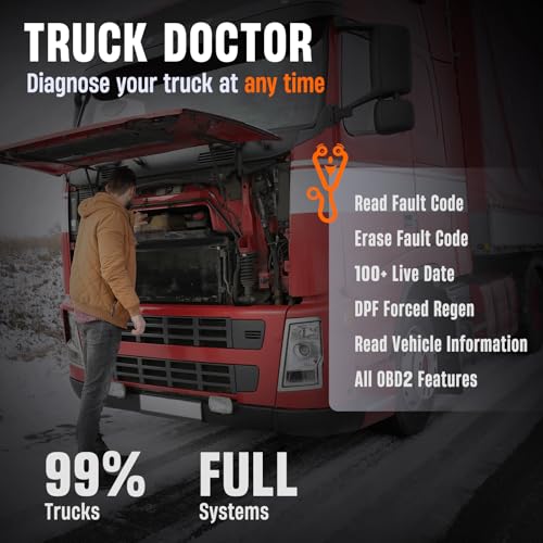ANCEL HD100 Heavy Duty Truck Scanner with DPF Regen for Cummins & CAT Engines, Bluetooth Diesel Diagnostic Tool with All-System Scan, HDOBD & OBD2 Code Reader for Semi Trucks, Lifetime Free Updates - style: HD100