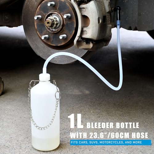 SMOTIVEPRO Brake Fluid Bleeder Kit, 3L Manual Pump with 4 Adapters, One Man | Fits Most European Vehicles and Select Chevy, Ford, Jeep, Dodge, GMC, Chrysler, Subaru and Hyundai Models