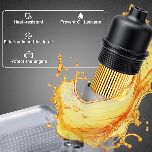 Plastic Engine Oil Filter Housing Cap with Oil Filter Assembly | Compatible With 2011-2016 Chrysler, Dodge Charger Challenger, Jeep Grand Cherokee,Ram ProMaster 3.6L V6 | OE 68191350AA