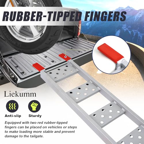 LIEKUMM 83" ATV Ramps 2-Pack, 960 lbs Capacity Folding Loading Ramps for Pickup Trucks, Heavy Duty Truck Ramps for Trailer, Lawn Mower (Silver) - size: 83"L(Silver/2PCS)
