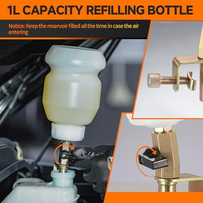 FOUR UNCLES Brake Bleeder Vacuum Pump Kit - Pneumatic Brake Fluid Extractor with 1L Refilling Bottle for Brake Fluid Bleeding, One-Person Operation - size: 2L Upgraded Version
