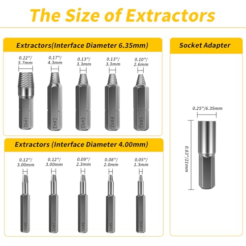 33PCS Screw Extractor Kit, Upgraded Easy Out Broken Bolt & Stripped Screw Remover Set, HSS Drill Bits with 2 Magnetic Extension Bit Holder & Storage Case
