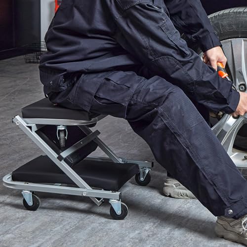 VEVOR Mechanic Creeper, Garage Gift, 36" Z Creeper Seat, 2 in 1 Mechanic Gifts, 300 lbs Capacity, Low Profile Creeper with 6 pcs Wheels in Garage/Shop for Fathers Day Tool Gift | 2 in 1 Mechanic Gifts, Low Profile Creeper with Padded Vinyl Seat & 6PCS Whe