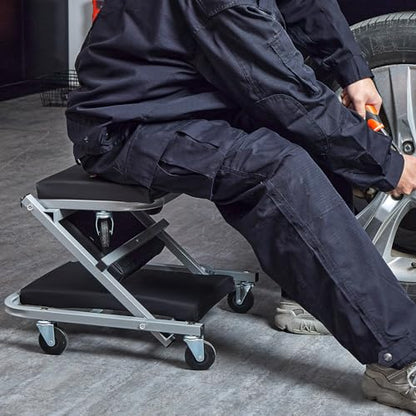 VEVOR Mechanic Creeper, Garage Gift, 36" Z Creeper Seat, 2 in 1 Mechanic Gifts, 300 lbs Capacity, Low Profile Creeper with 6 pcs Wheels in Garage/Shop for Fathers Day Tool Gift | 2 in 1 Mechanic Gifts, Low Profile Creeper with Padded Vinyl Seat & 6PCS Whe