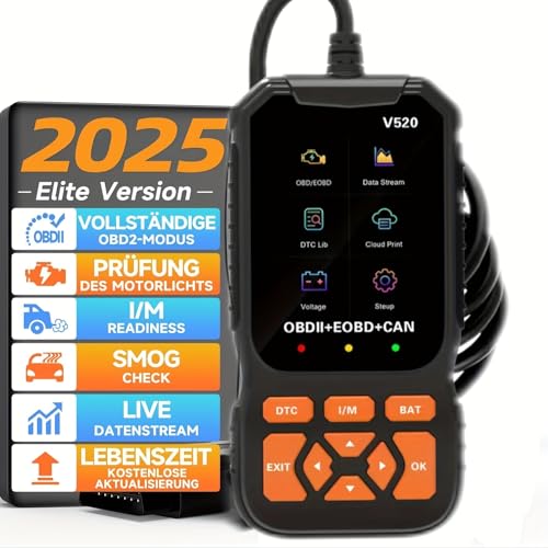 Professional V520 OBD2 Scanner – Advanced Car Diagnostic Tool with Live Data, Check Engine Reset, ABS/SRS Scan, Mode 6 & 8, Oxygen Sensor & Battery Test – Works with All Cars 1996+ (OBDII/EOBD)