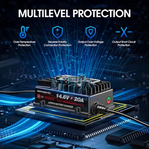 14.6 Volt LiFePO4 Battery Charger, 12V 20A Lithium Battery Charger Maintainer with Anderson Connector LED Indicator, Handle Design for Cars, Golf Carts, UAV, Fishing Boat, RV and Deep Cycle Batteries