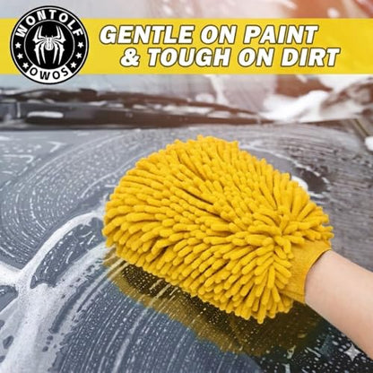 Wontolf Car Wash Foam Gun Foam Sprayer - Foam Cannon Garden Hose- Car Wash Kit - Snow Foam Blaster with Microfiber Wash Mitt + Storage Bag - Car Accessories for Men - color: yellow