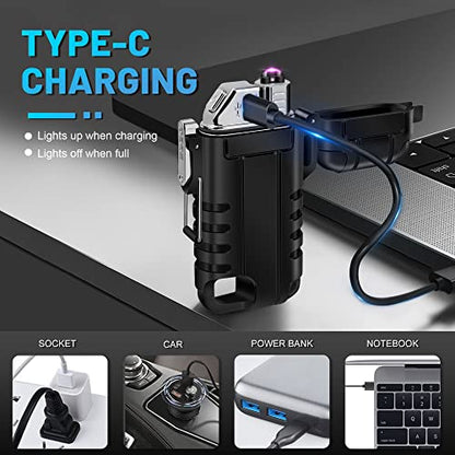 Lafagiet USB C Rechargeable Lighter, 360° Flexible Neck, Wind & Water Proof, Electric Arc Lighters for Candle, Camping - color: F37-bk