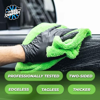 The Rag Company - Creature Edgeless Auto Detailing Towels (10-Pack) Professional 70/30 Blend, Dual-Pile Plush Microfiber, Buffing & Polishing, 420gsm, 16in x 16in, Lime Green - color: Lime Green