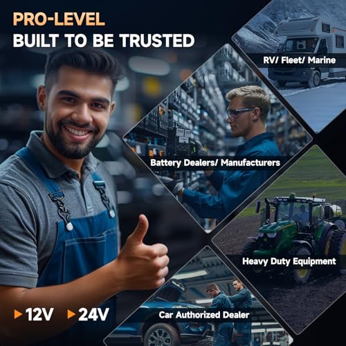 FOXWELL BT705 Plus Car Battery Tester 24V 12V Load Tester, 100-2000CCA Automotive Starter Alternator Tester, Digital Cranking Charging System Tester for Car Truck Marine Heavy Duty, Upgraded BT705