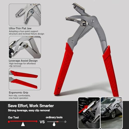 Car Clip Pliers with 40PCS Auto Fastener Clips, Panel & Trim Removal Tool Kit, Spring Loaded Clip Removal Pliers, Plastic Rivet & Push Pin Remover for Interior and Exterior Automotive Repair