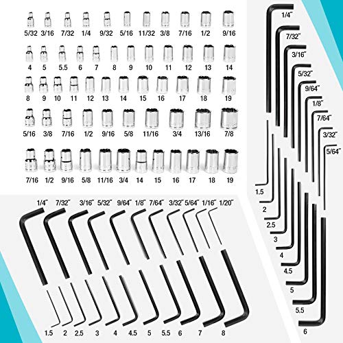 DURATECH 149-Piece Mechanics Tool Set, Include SAE/Metric Sockets, 90-Tooth Ratchet and Wrench Set for Auto Repair