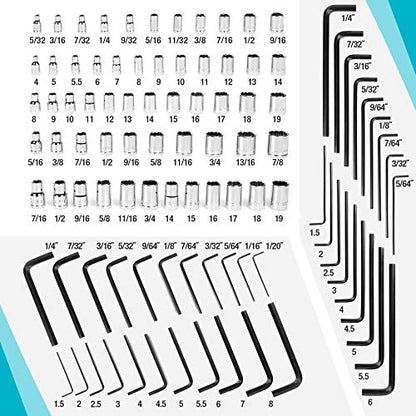 DURATECH 149-Piece Mechanics Tool Set, Include SAE/Metric Sockets, 90-Tooth Ratchet and Wrench Set for Auto Repair