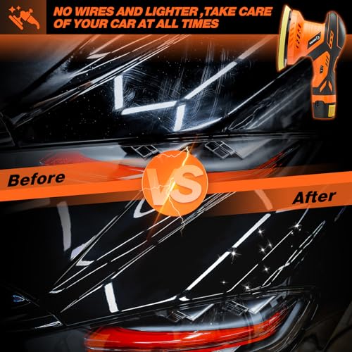 Saker Cordless Buffer Polisher, 6 Inch Fast Charging Portable Car Polishing Kit with 2PCS 12V 2000mAh Batteries, Polisher for Car Detailing Polishing Waxing - size: Buffer Polisher+2 Batteries