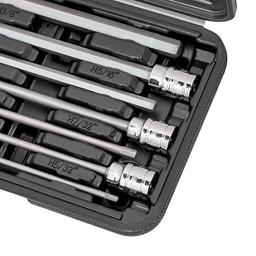 CARBYNE 7-Piece SAE Extra Long Hex (Allen) Bit Socket Set, 1/8 in. to 3/8 in., 3/8 in. Drive, S2 Steel Bits, CrV Sockets, 6.1 in. Overall Length for Deep-Reach Access, Durable Storage Case - style: SAE Hex
