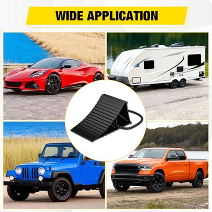 Nilight Wheel Chocks, Heavy Duty Wheel Stopper for Car, Truck, RV, Trailer, Caravan, Motorcycle, 8.7" x 4.8" x 4.2", 2-Pack(Black) - color: Black