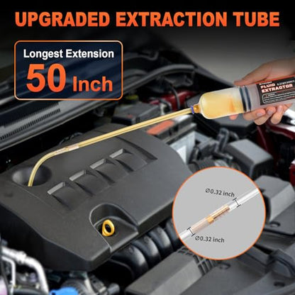 H-veenjor 200 CC Automotive Fluid Extractor Pump, Oil Change Syringe with Extra 32" Soft Hose & Two 9" Tubes, Manual Extraction and Fill Pump, Fluid Oil Change Evacuator with Powerful Suction - size: 200CC