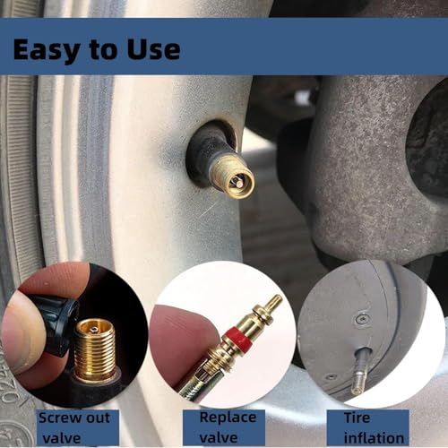 Valve Stem Removal Tool Kit with 50 Valve Cores, 1 Valve Stem Extension, Universal Fit Tire Valve Core Tool