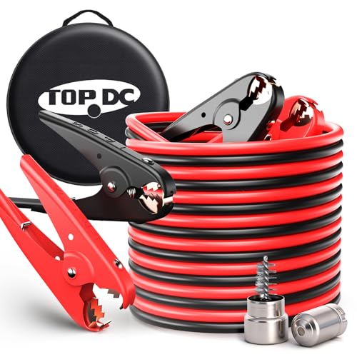 TOPDC 2 Gauge 16 Feet Jumper Cables for Car, SUV and Trucks Battery, Heavy Duty Automotive Booster Cables for Jump Starting Dead or Weak Batteries with Carry Bag - size: 2Gauge,16FT