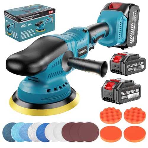 Upgrade Cordless Car Buffer Polisher with 21V 2×4000mAh Battery,6 In Brushless Buffer Polisher Kit, 600W Orbital Polisher with 6 Variable Speed for Car Detailing Waxing Scratch Removing - size: 4.0AH BufferPolisher