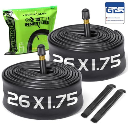 2 Pack Bike Tube 12"/14"/16"/18"/ 20"/ 22"/24"/ 26"/27.5"/28"/29" | 1.75/1.95/2.10/2.125 Bicycle Tube with 2 Tire Levers, 32mm AV Schrader Valve, Butyl Rubber Inner Tube for Kids/Road/MTB Bike - style: 26" X 1.75/2.125 (2pack)