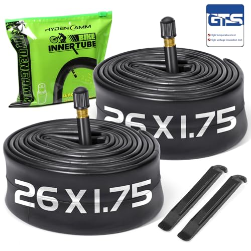 2 Pack Bike Tube 12"/14"/16"/18"/ 20"/ 22"/24"/ 26"/27.5"/28"/29" | 1.75/1.95/2.10/2.125 Bicycle Tube with 2 Tire Levers, 32mm AV Schrader Valve, Butyl Rubber Inner Tube for Kids/Road/MTB Bike - style: 26" X 1.75/2.125 (2pack)