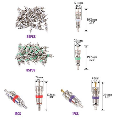 Swpeet 41Pcs R12 / R134a AC Master Valve Core Repair Kit, Including Assortment R12 R134a Valve Core Refrigeration Tire Stem with Remover Tool for Most Cars