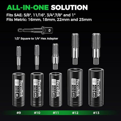 TecoTek 6PCS Magnetic Large Tap Socket Set, 1/2" Drive Square Drive Tap Handle Tool, Tap Sockets Fit 5/8", 11/16", 3/4", 7/8" and 1" Taps Manufactured to M.C.T.I. Standards - size: Large Magnetic Tap Socket