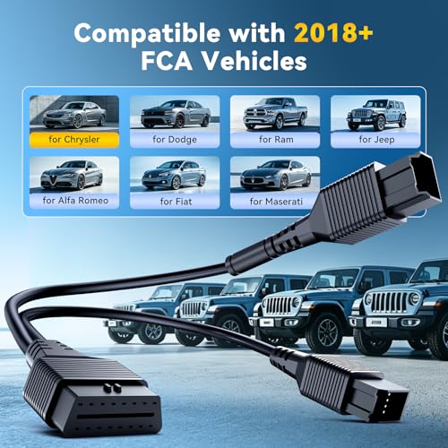 THINKCAR Scanner THINKSCAN 662 OBD2 Scanner Diagnostic Tool + THINKCAR 12+8 Pin Connector to OBD2 Adapter for Chrysler