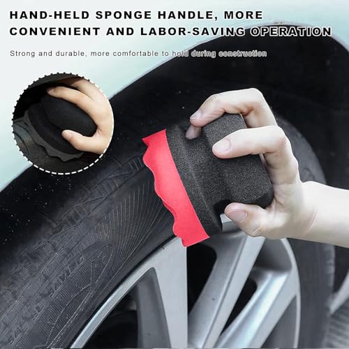 2PCS Large Tire Shine Applicator, Reusable Car Detailing Foam Hex Grip Dressing Pad, Durable Polishing Sponge Tool for Applying Tire Shine,Universal Cleaning Supplies for Wheel Care (Red) - color: Red, Large