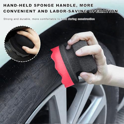 2PCS Large Tire Shine Applicator, Reusable Car Detailing Foam Hex Grip Dressing Pad, Durable Polishing Sponge Tool for Applying Tire Shine,Universal Cleaning Supplies for Wheel Care (Red) - color: Red, Large