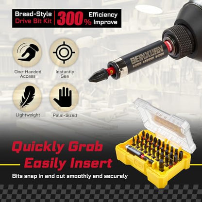 Geinxurn 32Pieces Impact Screwdriver Bits Set,S2 Steel Magnetic Phillips/Slotted/Square/Torx Muliti Insert Bits Tips Set with Impact Bit Holder and 1/4”Socket Adapter(Yellow Storage Box Base) - style: FQ032025-AYW