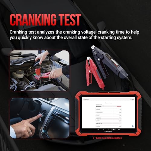 Launch Battery Tester, BST 360 Bluetooth Battery Test Clip, 12V Car Battery Tester with Charging System/Cranking Test, Auto Battery Analyzer for Cars/Trucks/RVs/Motorcycles/Boats
