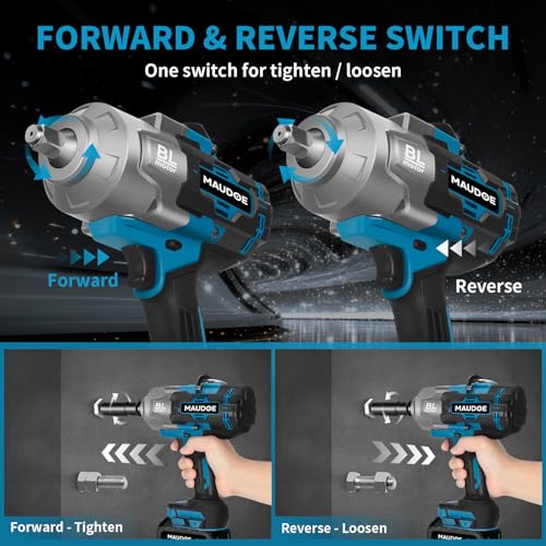 2000Nm Cordless Impact Gun, 1/2" 1500Ft-lbs Heavy Duty Impact Wrench with 2 x 6.0Ah Battery & 5 Sockets, 21V Brushless High Torque Electric Pistola Llave de Impacto for Car/Truck RV/Mower
