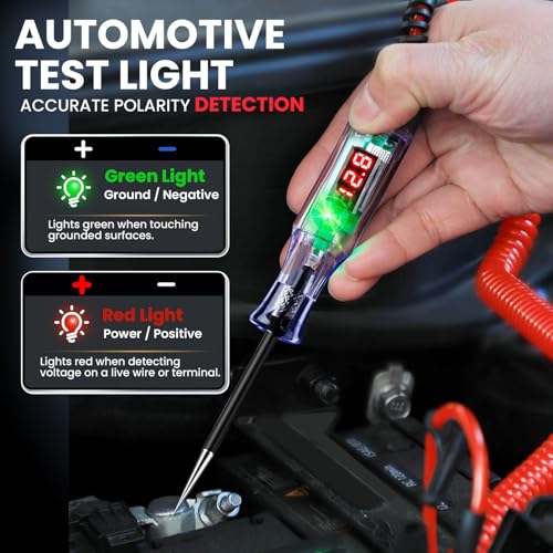 Test Light 3-48V Automotive Digital Fuse Tester – Automotive Voltage Tester with LED Display, Piercing Probe, Electrical Voltage Test Pen for Car, Truck, RV, Boat Circuit Testing 6V 12V 24V