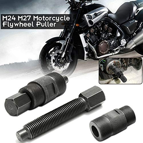 Valchoose Magneto Flywheel Puller, 2in1, 24mm&27mm, 1 Pack | Reverse Thread Stator Rotor Remover, Steel Tool, Fits GY6 50 125 150cc Kawasaki Yamaha Suzuki Honda KTM Scooter ATV Dirt Bike
