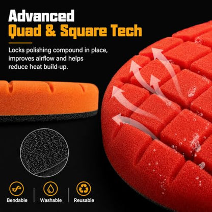 8 PCS 5.5 Inch Buffing Pads, Polishing Pad Kit with Foam Sponge Pad and Wool Buffing Pad for Car Buffer Polisher, Cutting, Compounding and Waxing - size: 5.5 - Inch