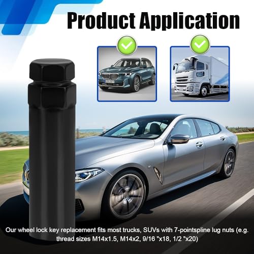 7 Spline Lug Nut Socket, Wheel Lock Key Replacement for Aftermarket 7 Spline Lug Nut, Drive Tuner Replacement Socket Key Tool Compatible with 19mm 3/4" 21mm 13/16" Hex Socket Wrench (7 Spline)