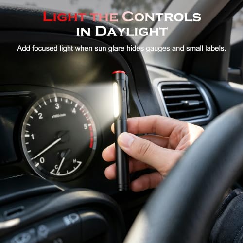 Rechargeable Pen Light, 800 Lumens LED Pen Flashlights 6 Modes COB Magnetic Flashlight with Clip Bright Pocket Flashlights Work Light Portable Waterproof Durable Penlight for Work Emergency - size: 5.39in