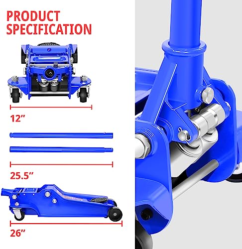 DNA Motoring Low Profile Hydraulic Trolley Service/Floor Jack, 4 Ton (8000 lbs) Capacity, Lifting Range 4.5"-20",Blue,TOOLS-00308 - color: Blue, style: 4 ton