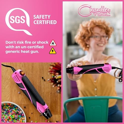 Heat Gun for Crafting, Mini Dual Temp Hot Air Gun Tool for Epoxy Resin, Shrink Wrapping, Vinyl Wrap, Embossing, Electronics, Candle Making, Sublimation, Phone Repair & DIY (Pink/Black) - color: Pink/Black