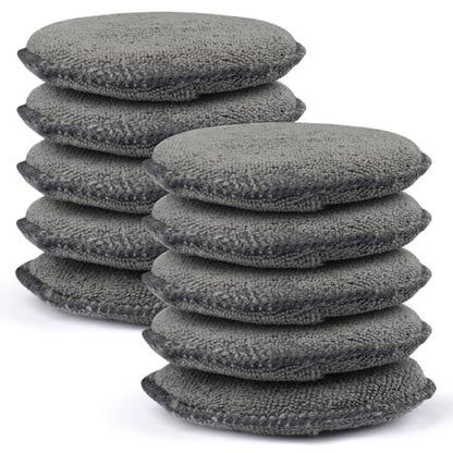 10 Pack Wax Applicator Pads Microfiber with Finger Pocket for Car Wax | 10-pack microfiber foam pads with finger pocket, Scratch-free waxing for cars & household, Machine washable & reusable - color: Gray